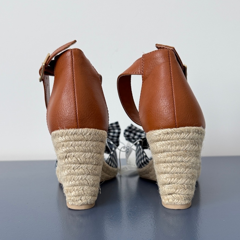 “OLD NAVY” Gingham Bow Espadrille Wedge Sandals - Picture 2 of 6